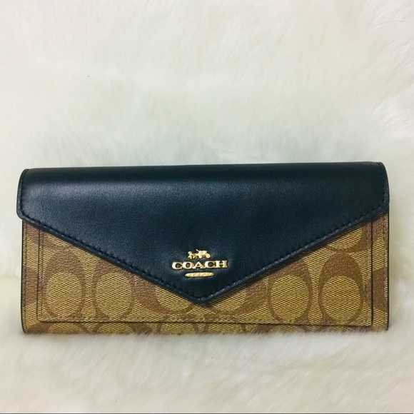 Coach Slim Envelope Black Wallet Signature Canvas - Picture 2 of 11